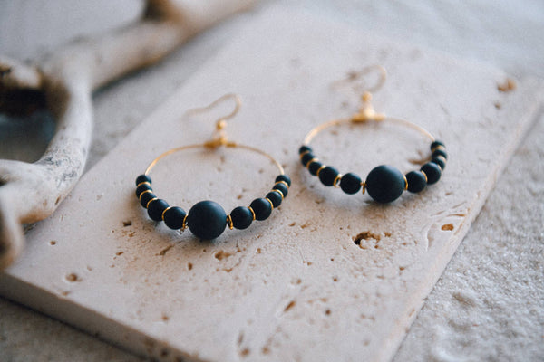 Private Label Genuine Gemstone and Gold-Plated Hoop Earring : African Turquoise