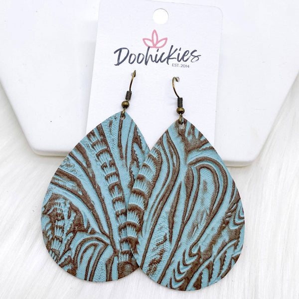 Cowgirl Swag Collection - Western Earrings: Burgundy Embossed / 1.5"