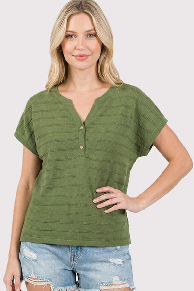 Cora Half Button Pointelle Top