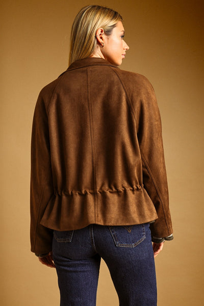 Rachel Suede High Collar Jacket