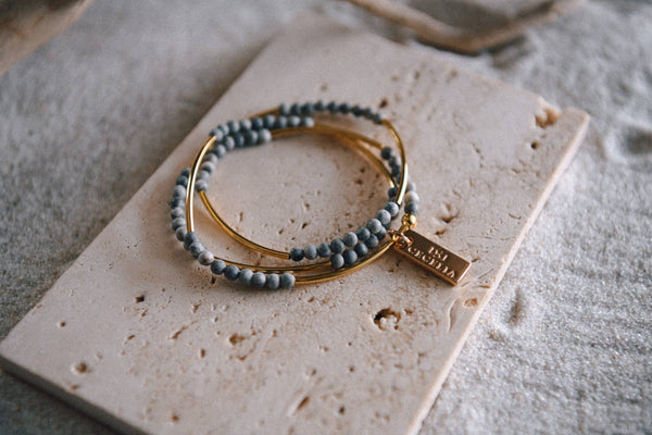 Bamboo Agate Triple Wrap Bracelet