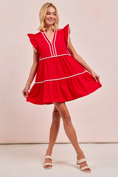Leslie Red Ruffle Dress