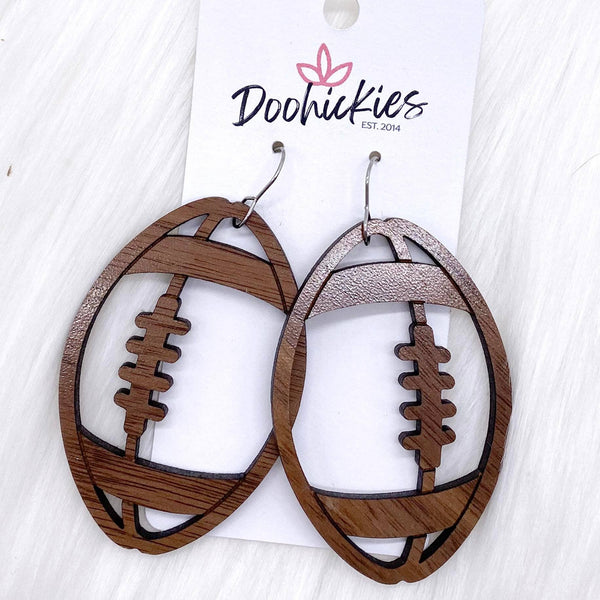 1.5" Wood Cutout Football Earrings