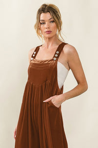 Karen Wide Leg Velvet Overalls