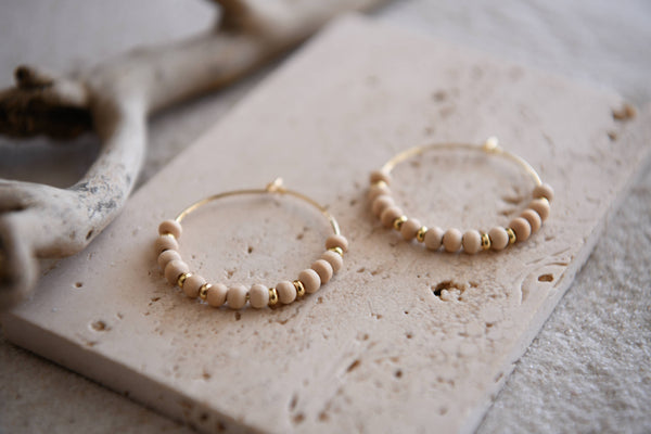 Private Label Stargaze Beaded Hoop Earrings : Gold Ball
