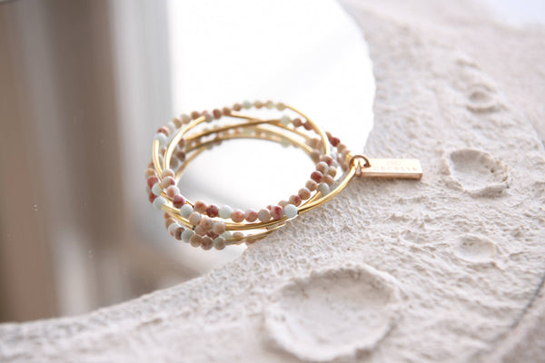 Bamboo Agate Triple Wrap Bracelet