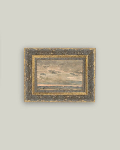Sunset Sky Framed Antique Art: 30x16