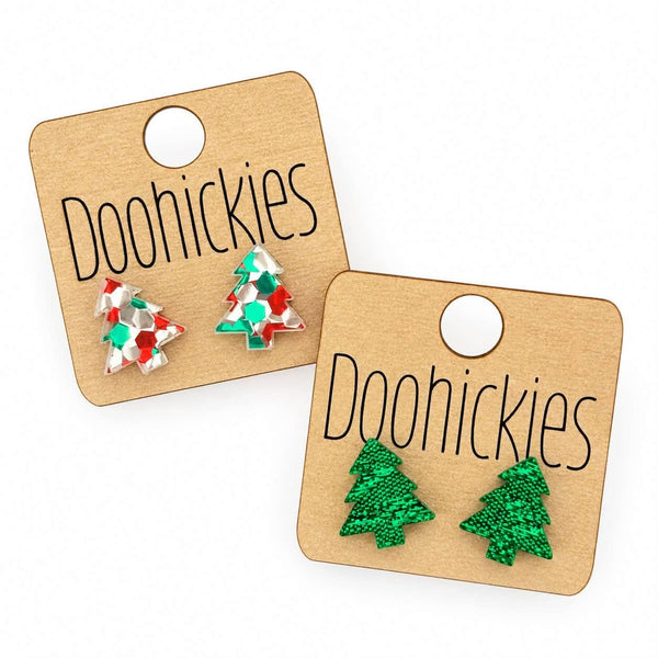 Merry Little Christmas Tree Studs Collection - Acrylic Earrings: Christmas Confetti
