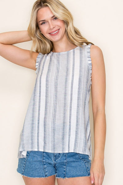Katie Striped Keyhole Top