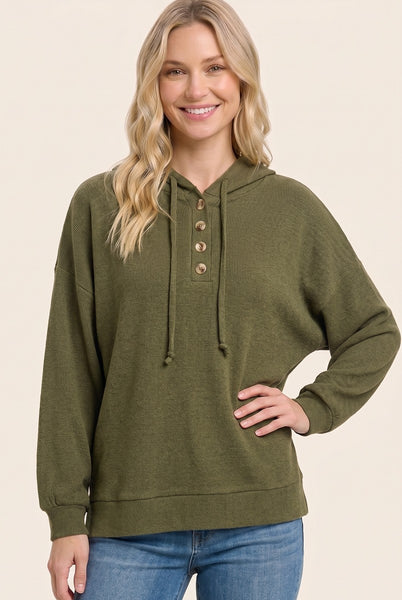 Miranda Half Button Hoodie Top