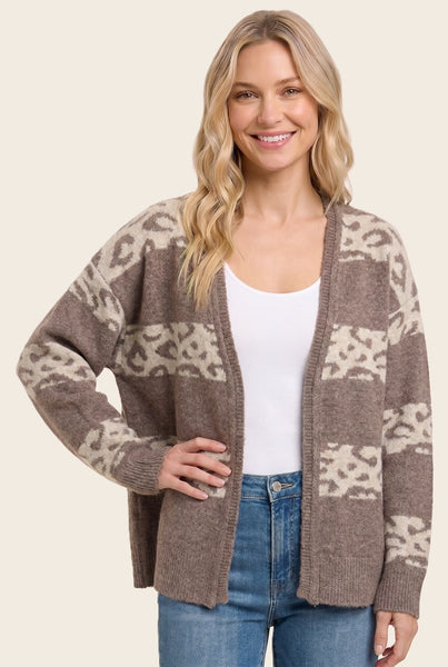 Jane Leopard Striped Cardigan