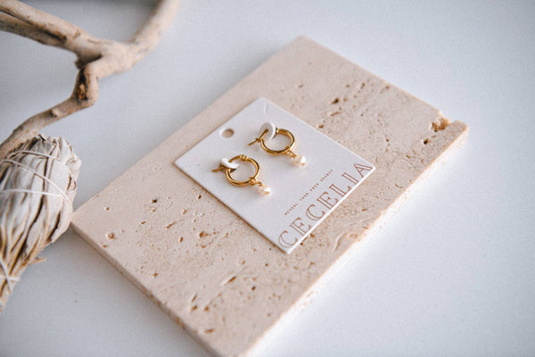 Stardust Pearl Hoop Earrings