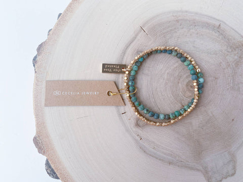 Beaded African Turquoise Double Wrap Bracelet