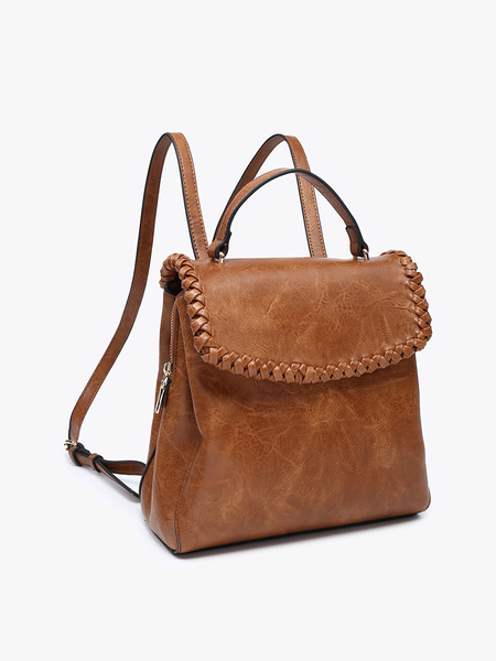 BP2473 Blossom Whipstitch Trim Backpack: Brown
