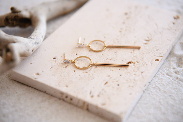 Gatsby Bar Drop Gold Plated Earrings : Paperclip Drop