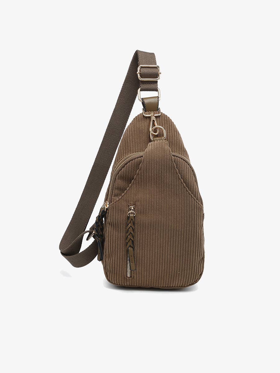 Corduroy Dual Compartment Sling Bag