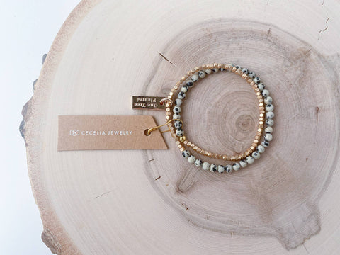 Dalmatian Jasper Double Wrap Bracelet