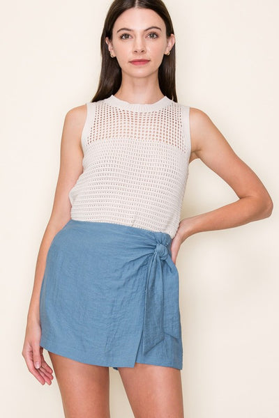 Farrah Side Tie Solid Skort