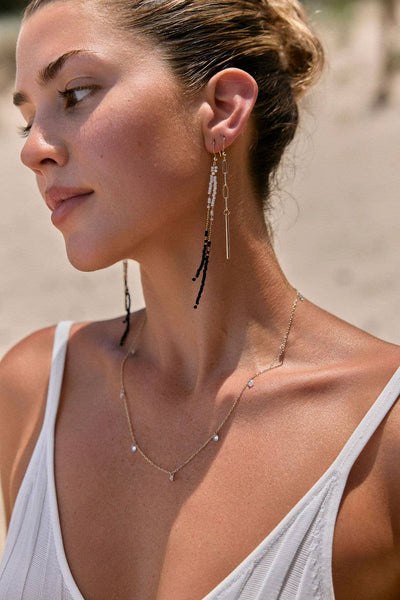 Gatsby Bar Drop Gold Plated Earrings : Paperclip Drop
