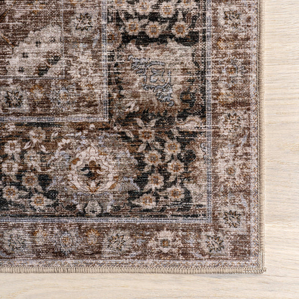 Bayberry Spill Proof Vintage Machine Washable Area Rug: Brown / 3' x 5'