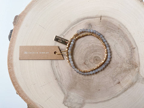 Light Grey Agate Double Wrap Bracelet