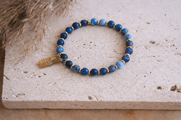 Genuine Gemstone and Gold Spacer Bead Bracelets : Artistic Jasper