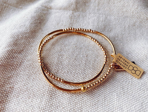 Gold Ball Triple Wrap Bracelet