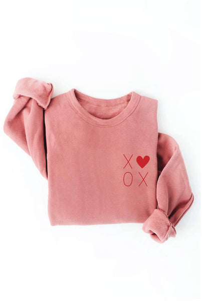 XOXO Heart Graphic Sweatshirt: HEATHER DUST