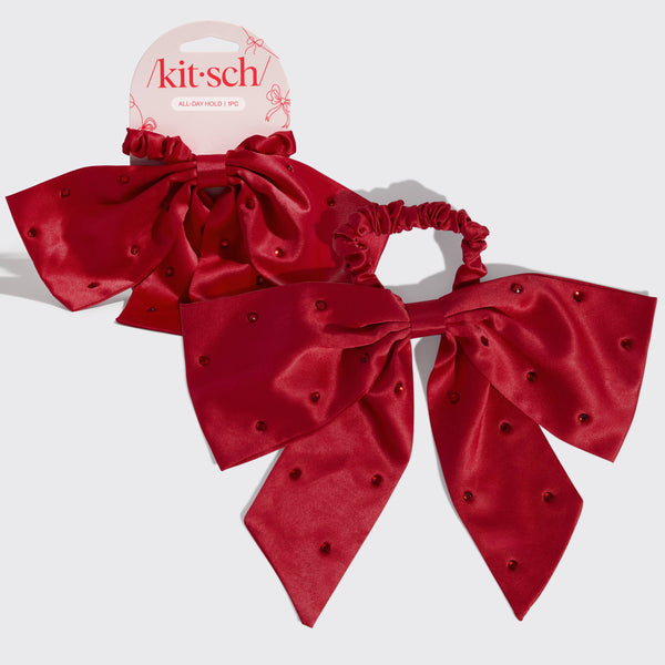 Holiday Rhinestone Bow Scrunchie