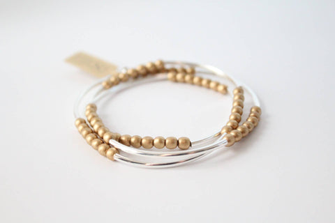 Silver & Gold Triple Wrap Bracelet