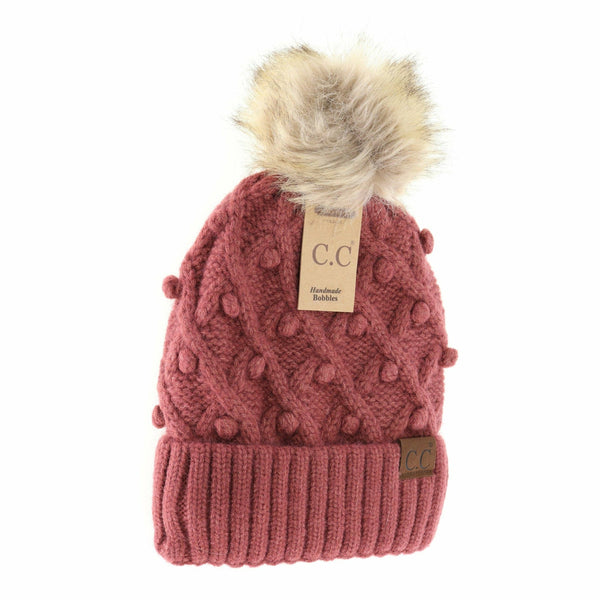 Bobble Knit Moss Beanie