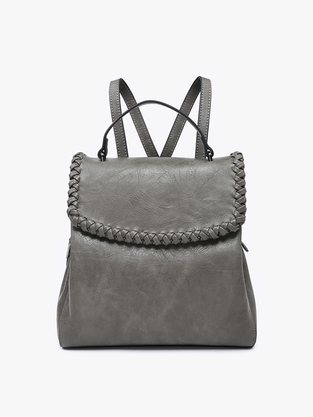 BP2473 Blossom Whipstitch Trim Backpack: Brown