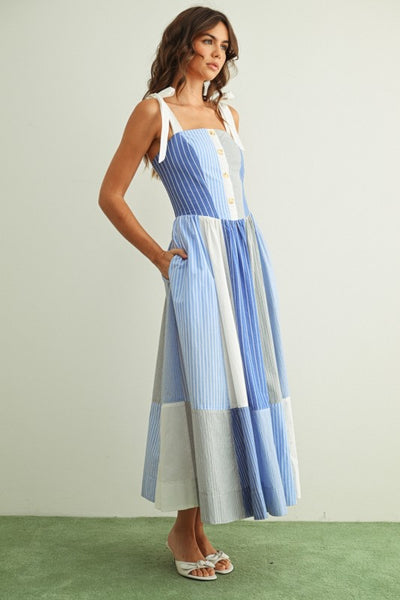 Helen Striped Patchwork Dress