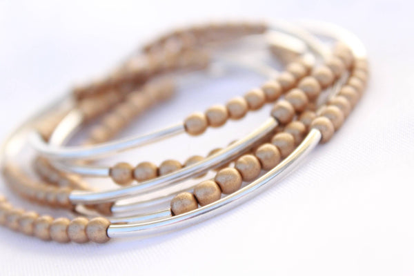 Silver & Gold Six Wrap Bracelet