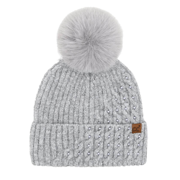 Pearl Cable Knit Beanie