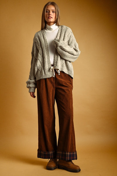 Paige Plaid Cuff Corduroy Pants