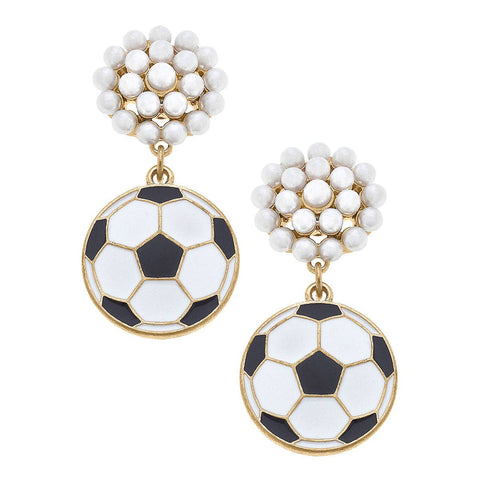 Soccer Ball Enamel Drop Earrings