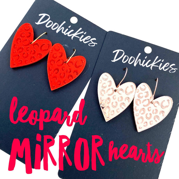 Rose Gold Leopard Mirror Hearts