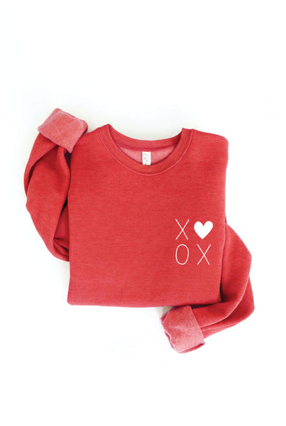 XOXO Heart Graphic Sweatshirt: HEATHER DUST