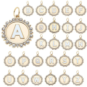 Rhinestone Disc Letter Charms