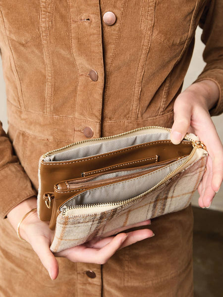Riley Plaid 3 Compartment Crossbody/Wristlet