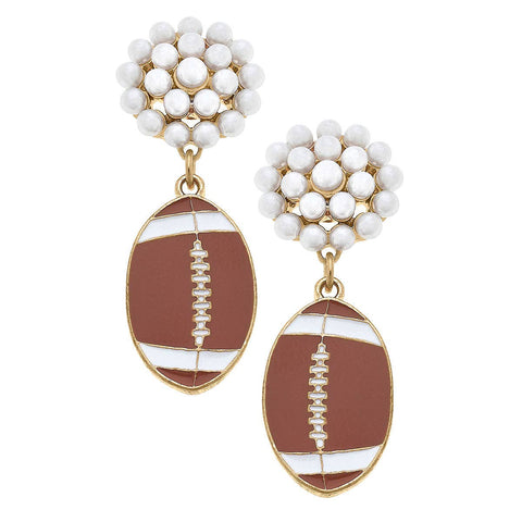Football Pearl Cluster Earrings