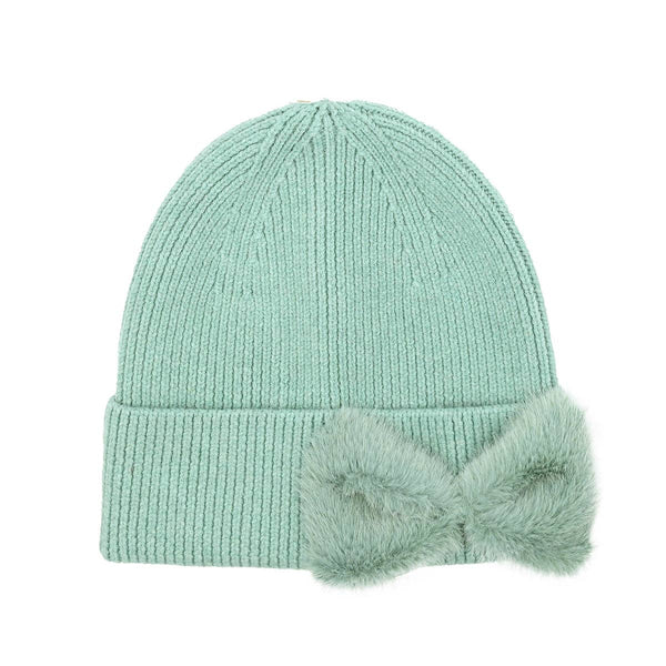 Faux Fur Ribbon Beanie