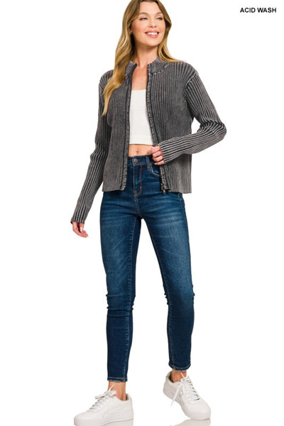 Ashley Washed Zip-Up Sweater