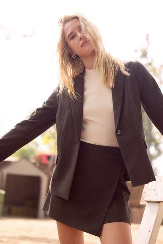Nora Pinstripe Button Blazer