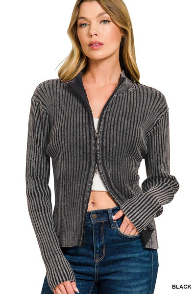 Ashley Washed Zip-Up Sweater