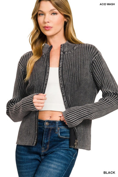 Ashley Washed Zip-Up Sweater