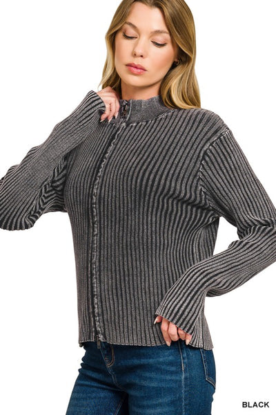 Ashley Washed Zip-Up Sweater
