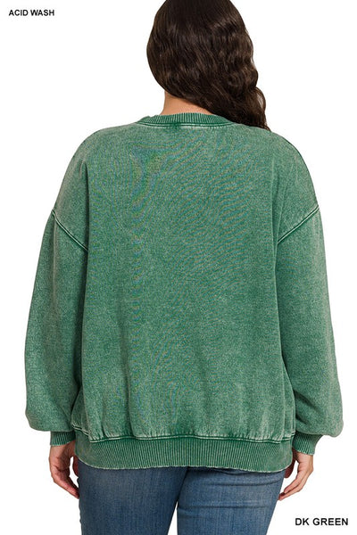 Acid Washed Oversized Plus Pullover