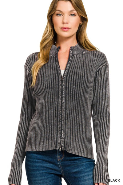 Ashley Washed Zip-Up Sweater